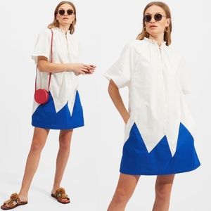 NWT La Double J Holiday Dress in Solid White Smoke in Popeline Cotton